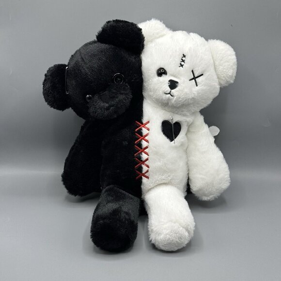 Hot Topic Handbags - Hot Topic Black & White Double-Headed Bear Plush Mini Backpack NEW